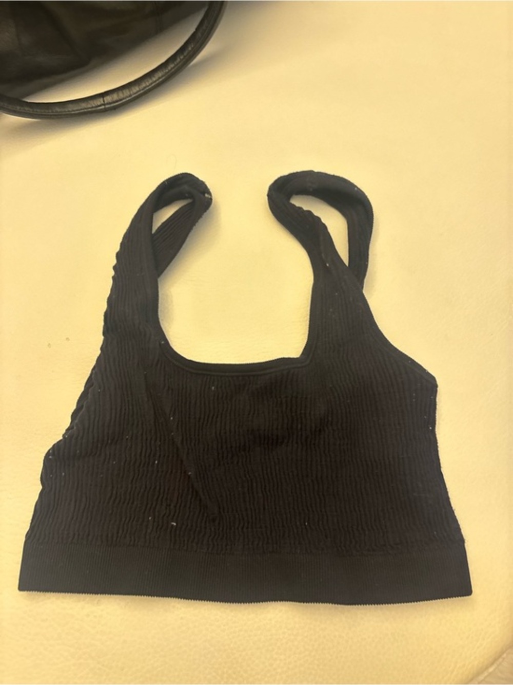 Black Ribbed Scoop Neck Bralette - Women Intimates